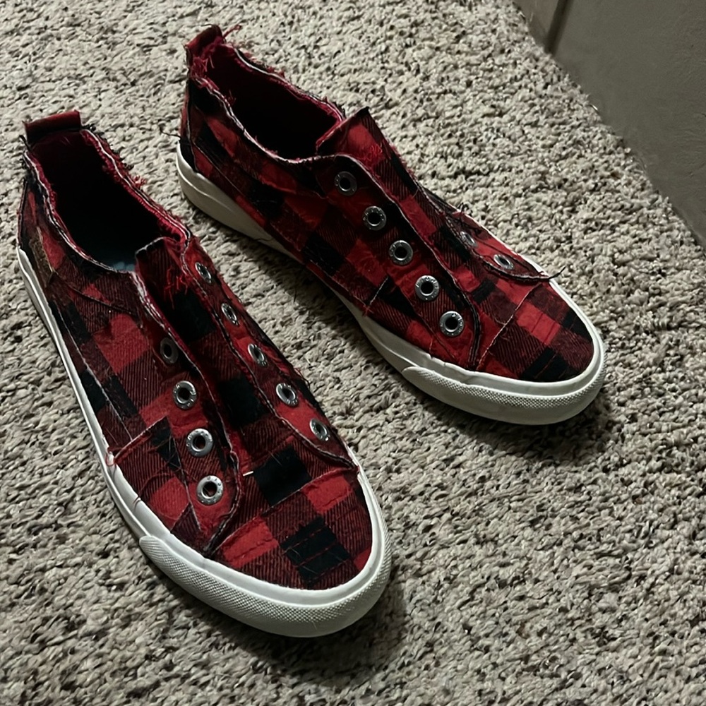 Blowfish red and white checkered shoes